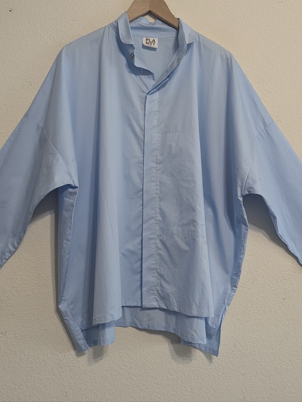 Planet By Lauren G Cotton Signature Shirt Blue One Size Fits All EUC